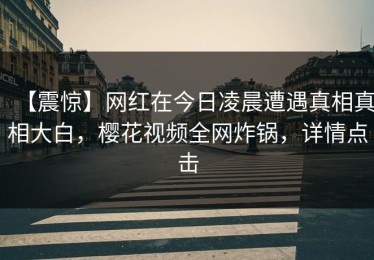 【震惊】网红在今日凌晨遭遇真相真相大白，樱花视频全网炸锅，详情点击