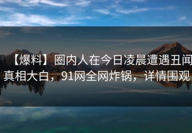 【爆料】圈内人在今日凌晨遭遇丑闻真相大白，91网全网炸锅，详情围观