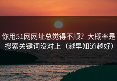 你用51网网址总觉得不顺？大概率是搜索关键词没对上（越早知道越好）