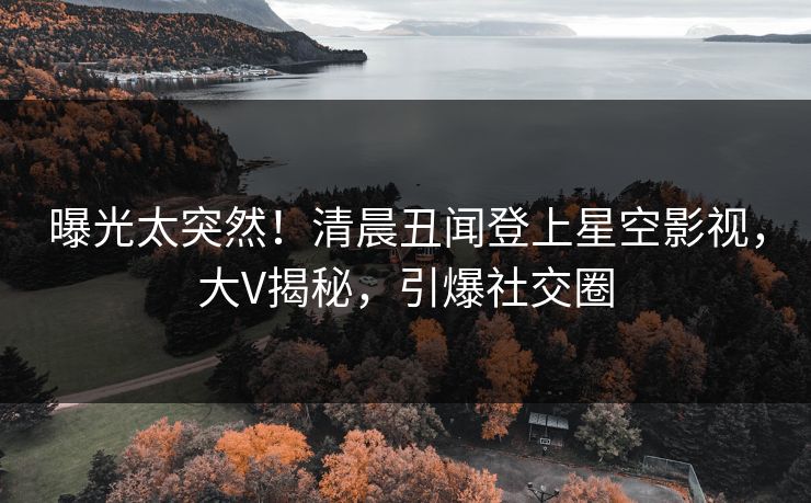 曝光太突然！清晨丑闻登上星空影视，大V揭秘，引爆社交圈