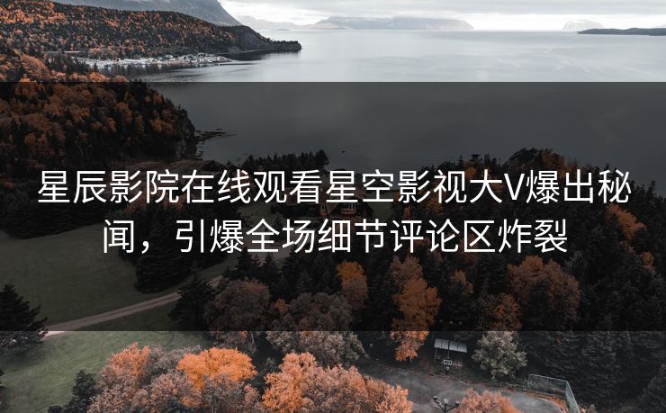 星辰影院在线观看星空影视大V爆出秘闻，引爆全场细节评论区炸裂