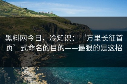 黑料网今日，冷知识：‘万里长征首页’式命名的目的——最狠的是这招