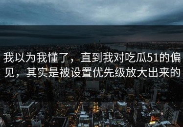 我以为我懂了，直到我对吃瓜51的偏见，其实是被设置优先级放大出来的