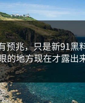 不是没有预兆，只是新91黑料真正扎眼的地方现在才露出来