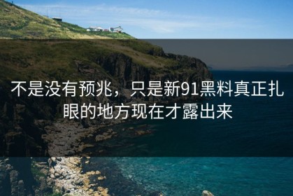 不是没有预兆，只是新91黑料真正扎眼的地方现在才露出来